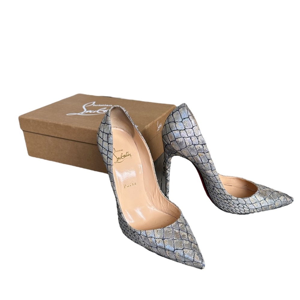 Christian Louboutin So Kate 120 Metallic Lurex Fabric Iriza D'orsay Pumps Sz 39